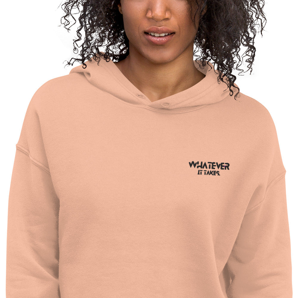 Whatever it takes (front left) - black thread - Crop Hoodie