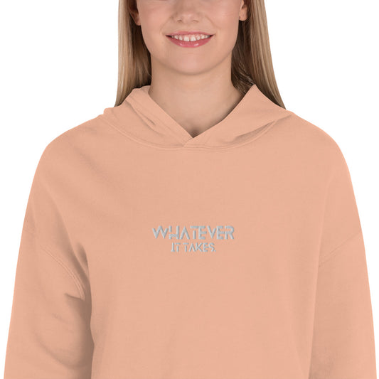 Whatever it takes (front) - white thread - Crop Hoodie