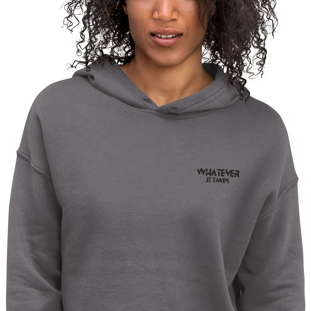 Whatever it takes (front left) - black thread - Crop Hoodie