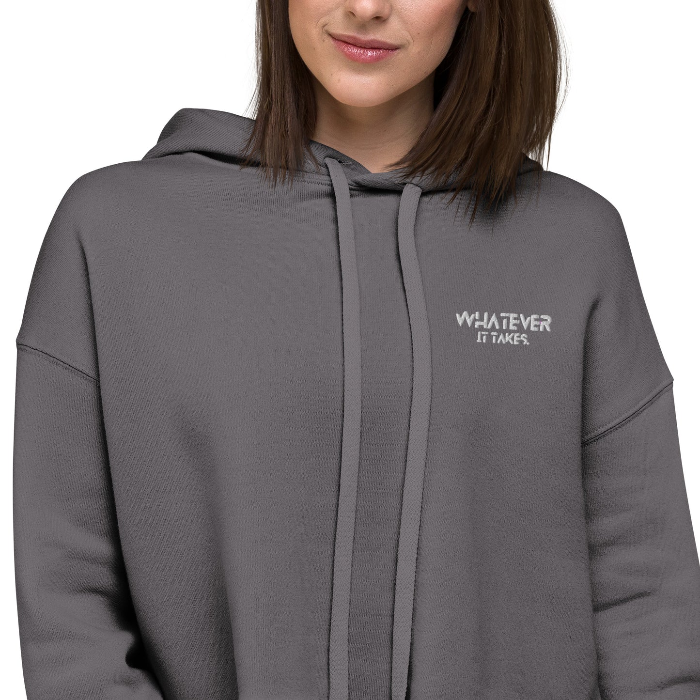 Whatever it takes (front left) - white thread - Crop Hoodie