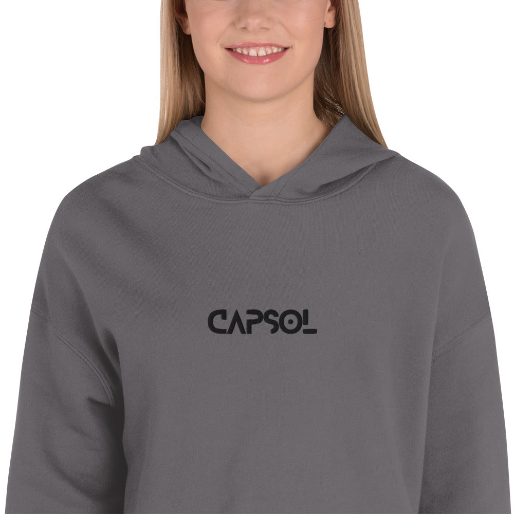 CapSol (front) - black thread - Crop Hoodie