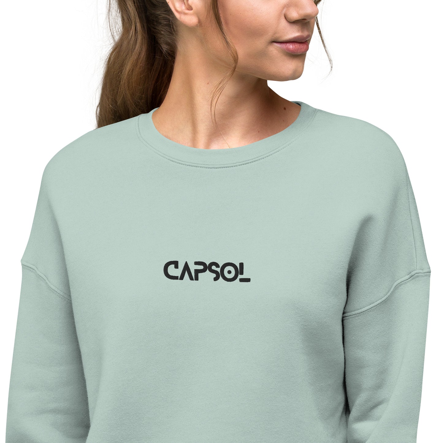 CapSol (front) - black thread - Crop Sweatshirt