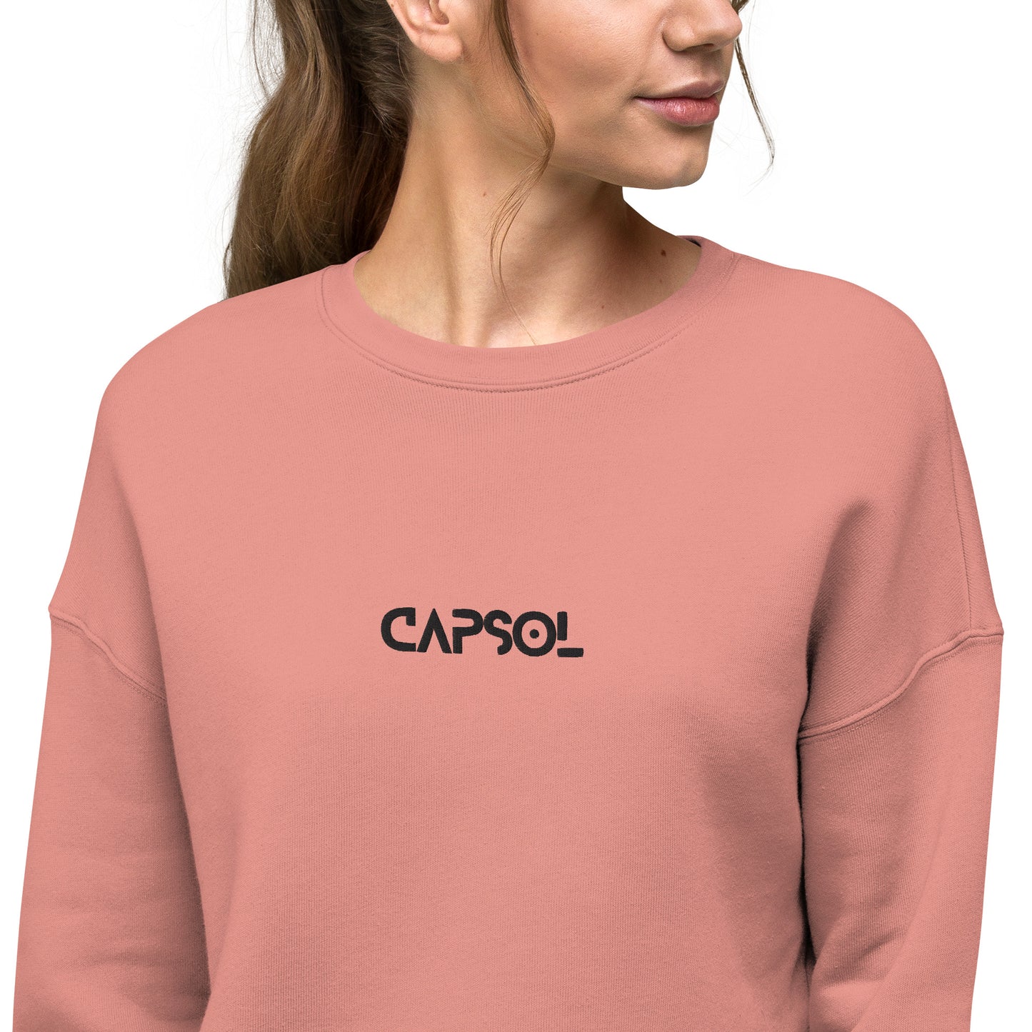 CapSol (front) - black thread - Crop Sweatshirt