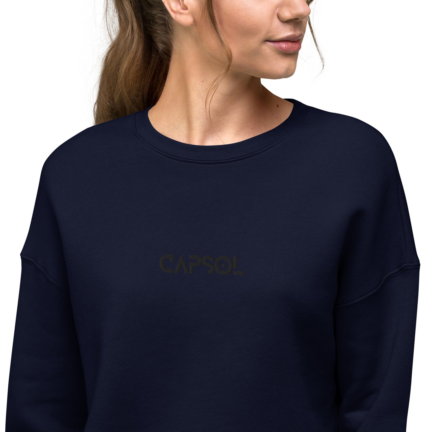 CapSol (front) - black thread - Crop Sweatshirt