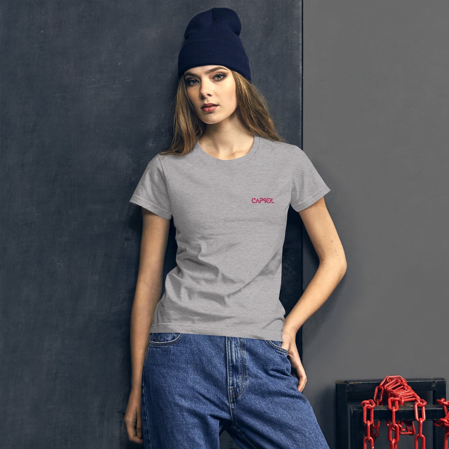 CapSol (front left) - dark pink thread - Shirt