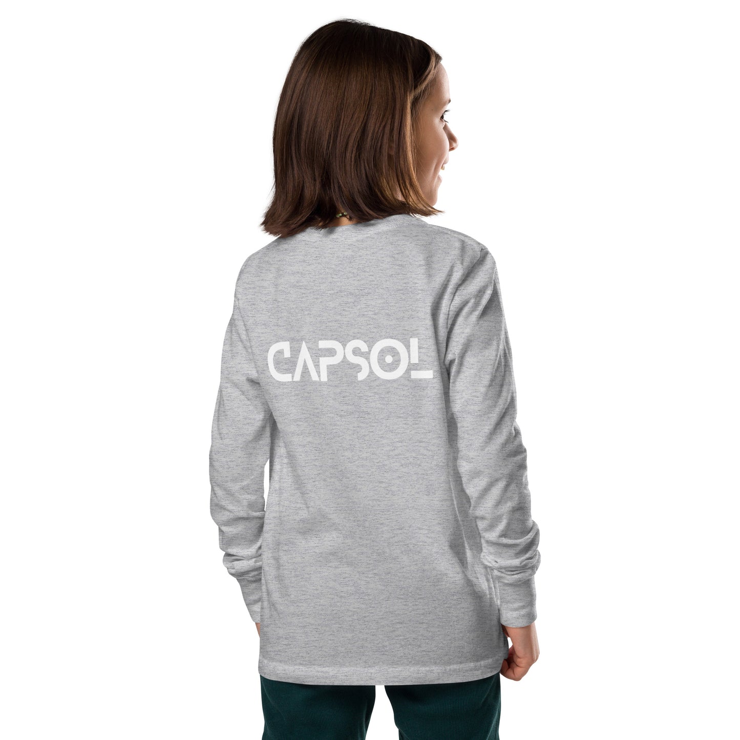 CapSol (back) - white text - Youth long sleeve tee