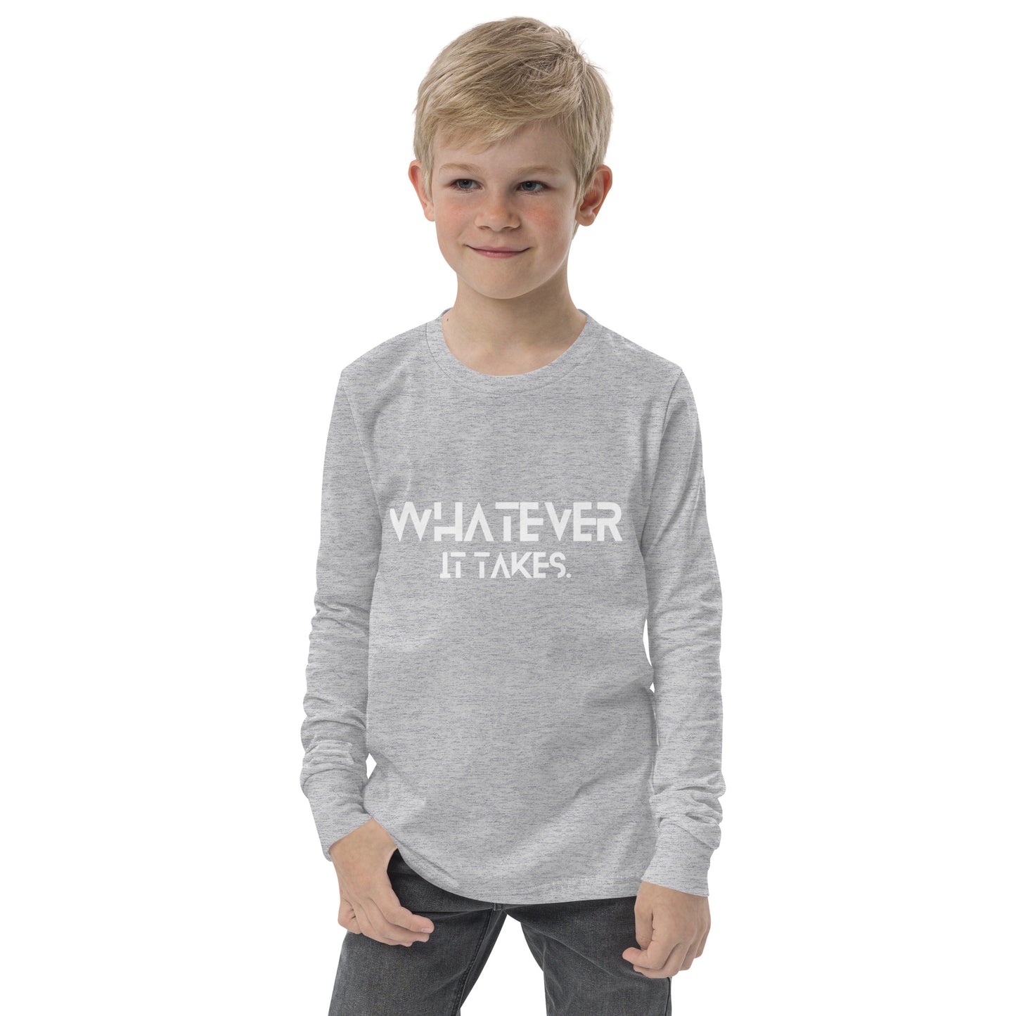 Whatever it takes (front) - white text - Youth long sleeve tee