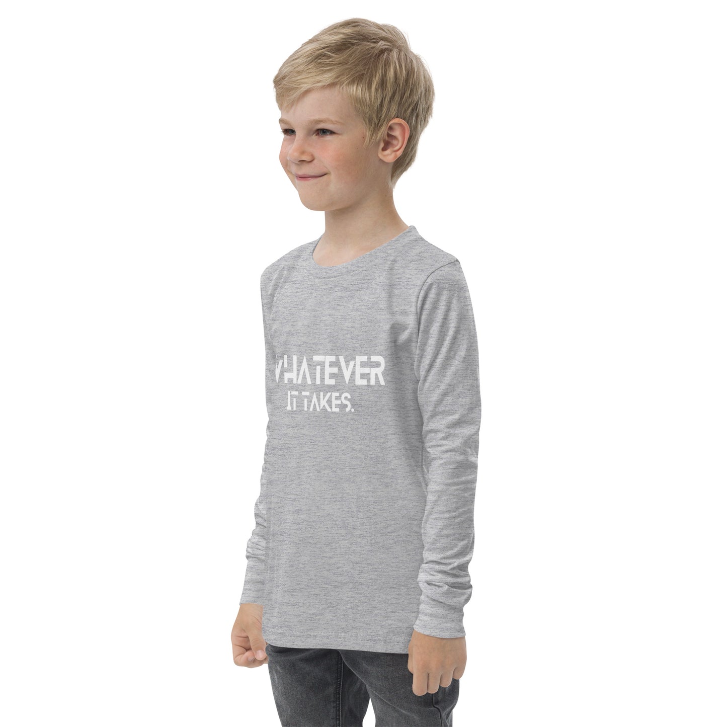 Whatever it takes (front) - white text - Youth long sleeve tee