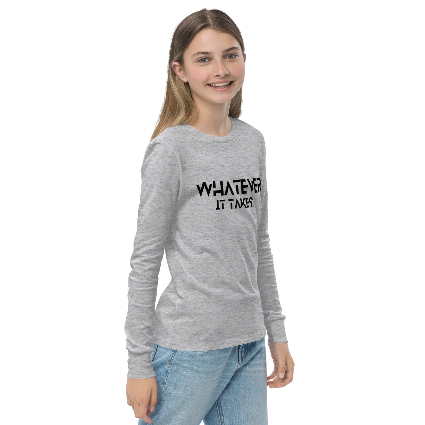 Whatever it takes (front) - black text - Youth long sleeve tee