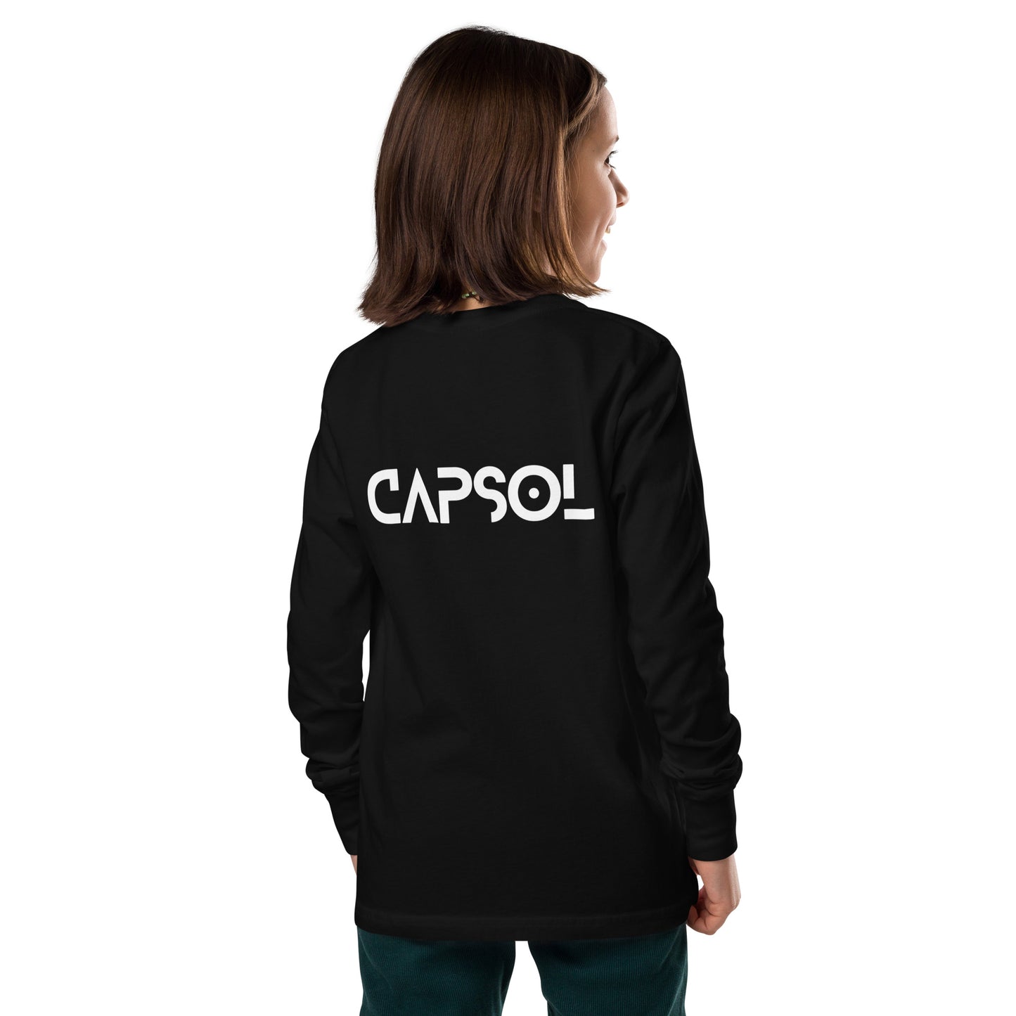 CapSol (back) - white text - Youth long sleeve tee