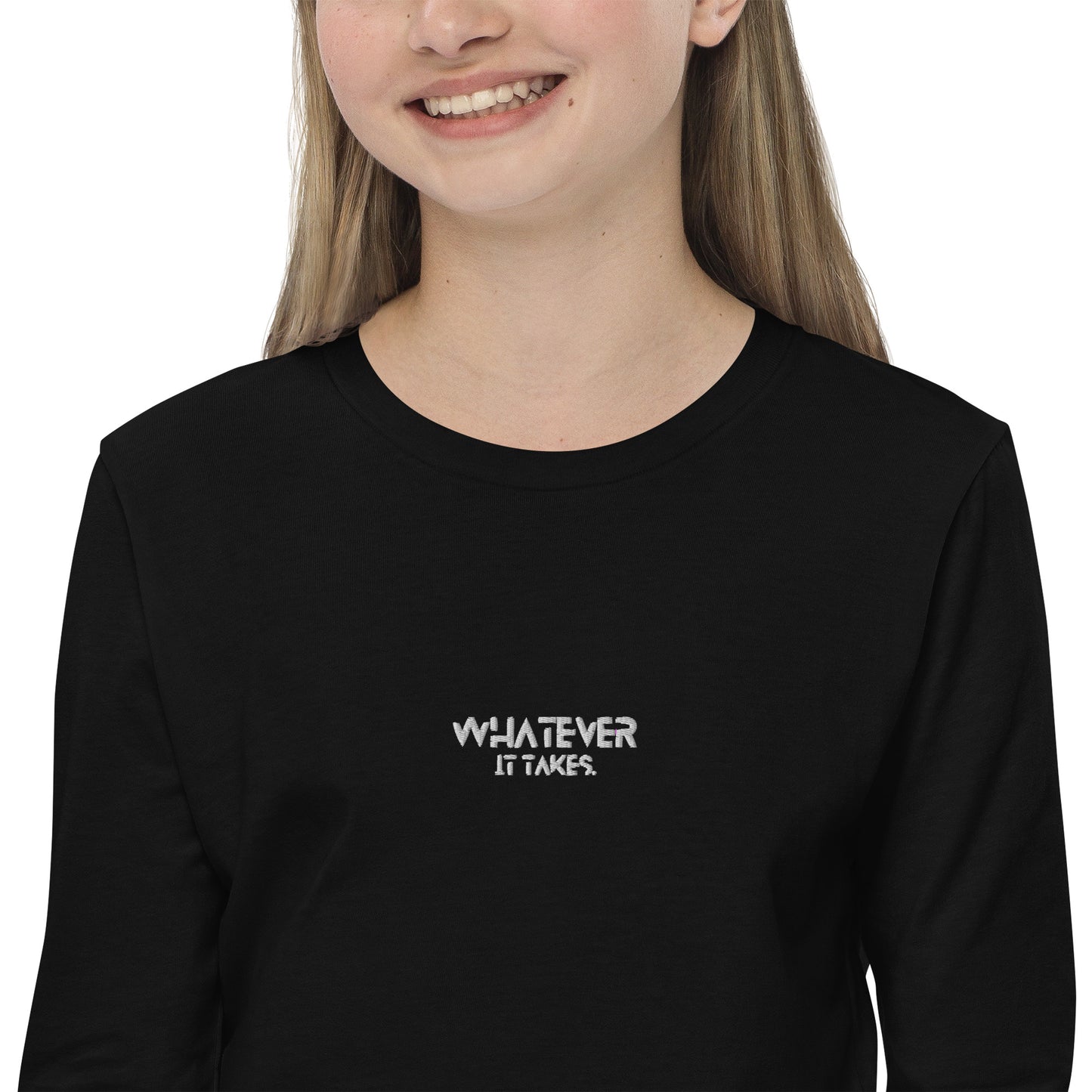 Whatever it takes (front) - white thread - Youth long sleeve tee