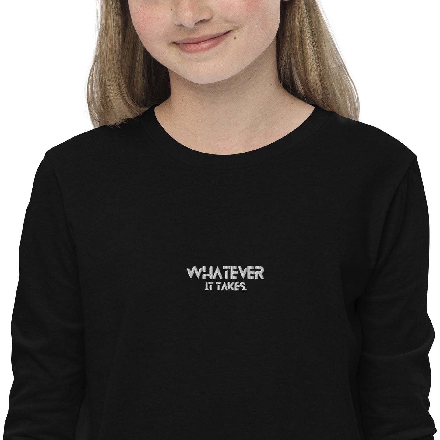 Whatever it takes (front) - white thread - Youth long sleeve tee