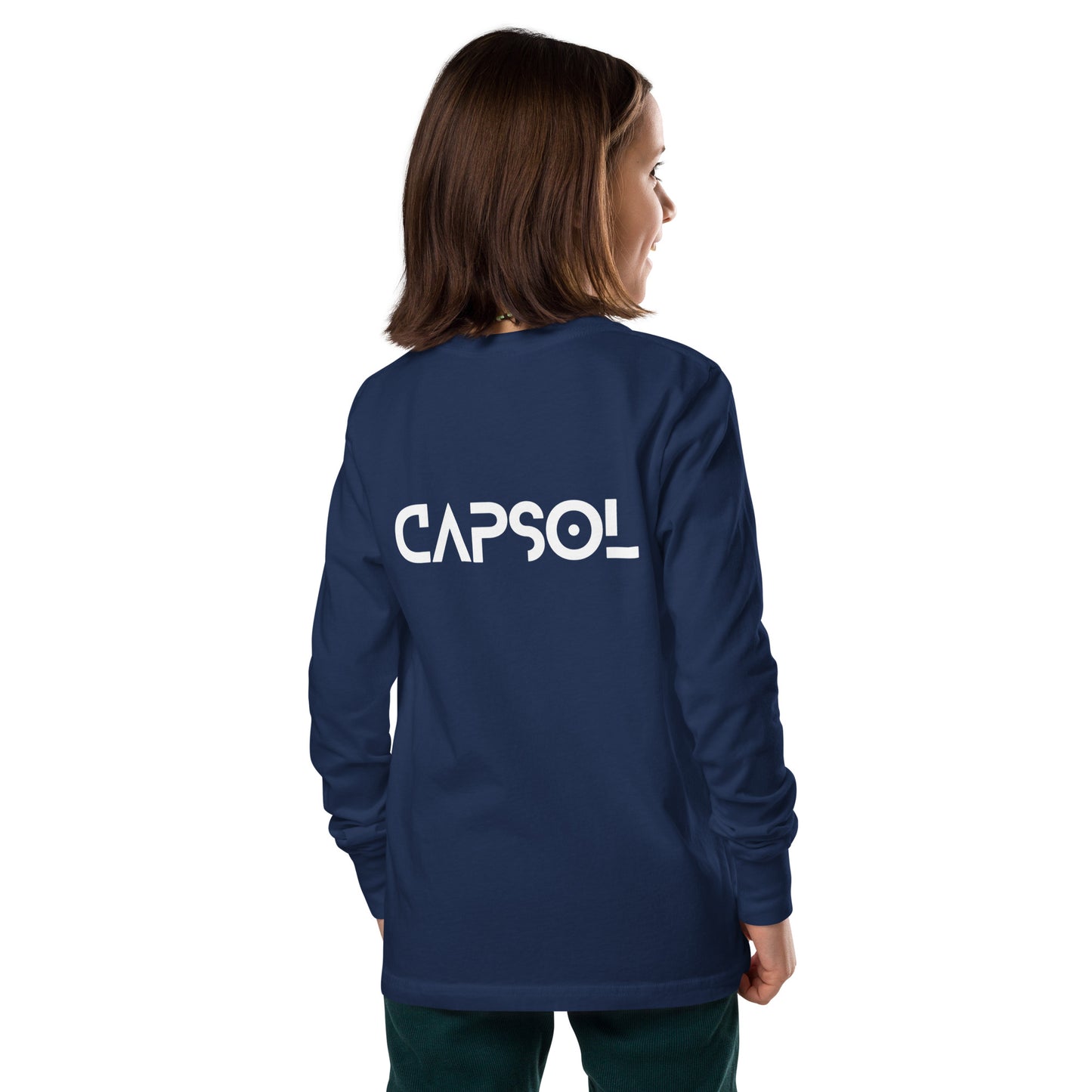 CapSol (back) - white text - Youth long sleeve tee