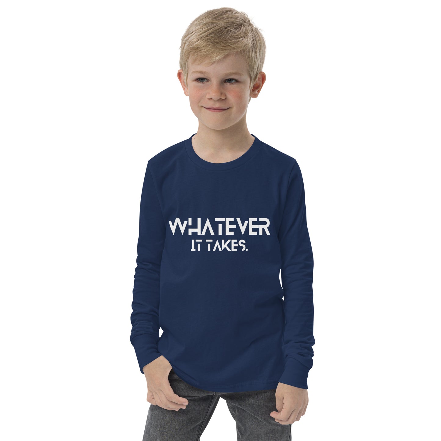 Whatever it takes (front) - white text - Youth long sleeve tee