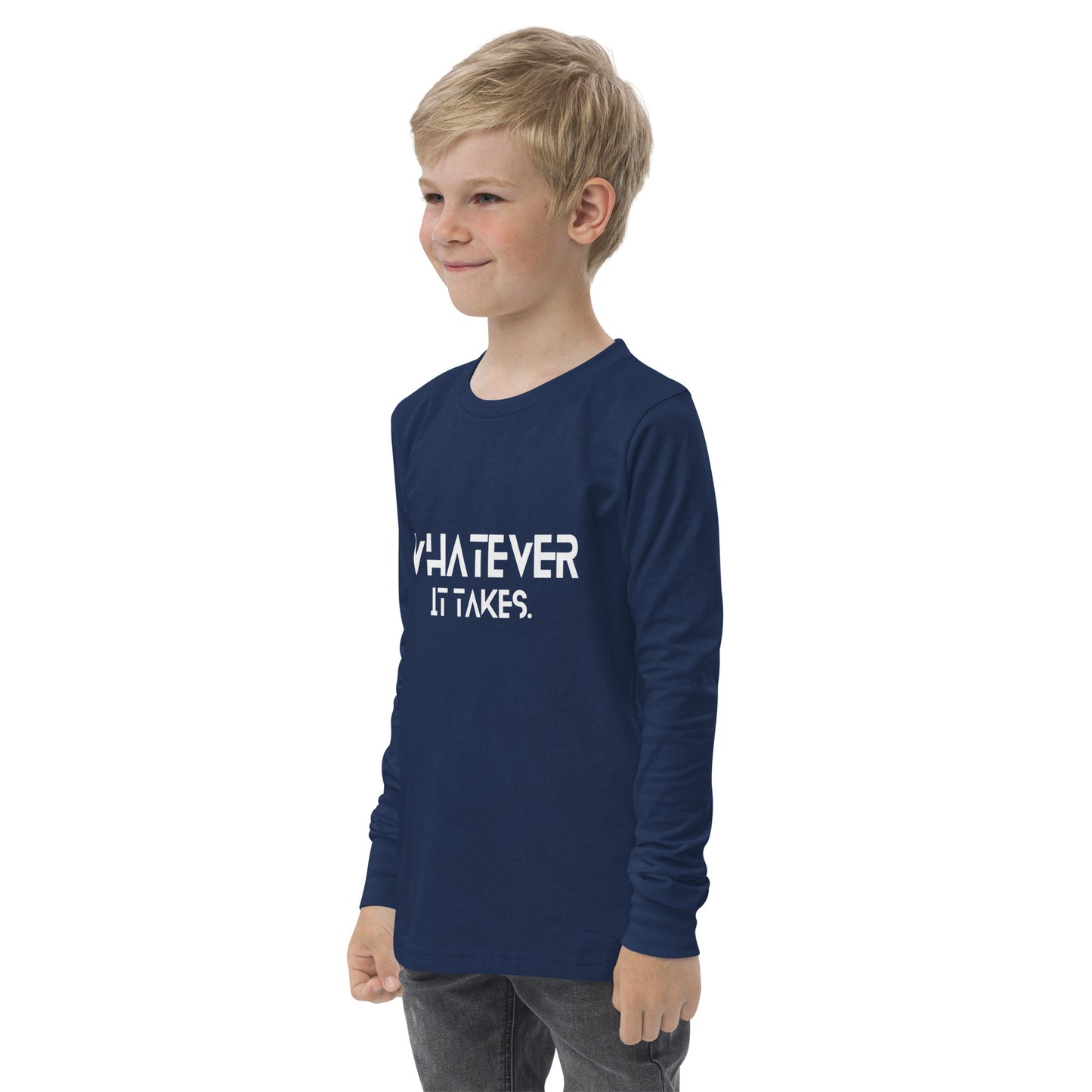 Whatever it takes (front) - white text - Youth long sleeve tee