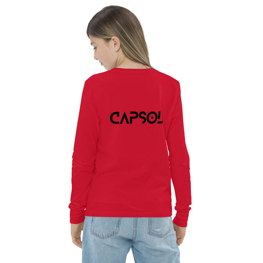 CapSol (back) - black text - Youth long sleeve tee