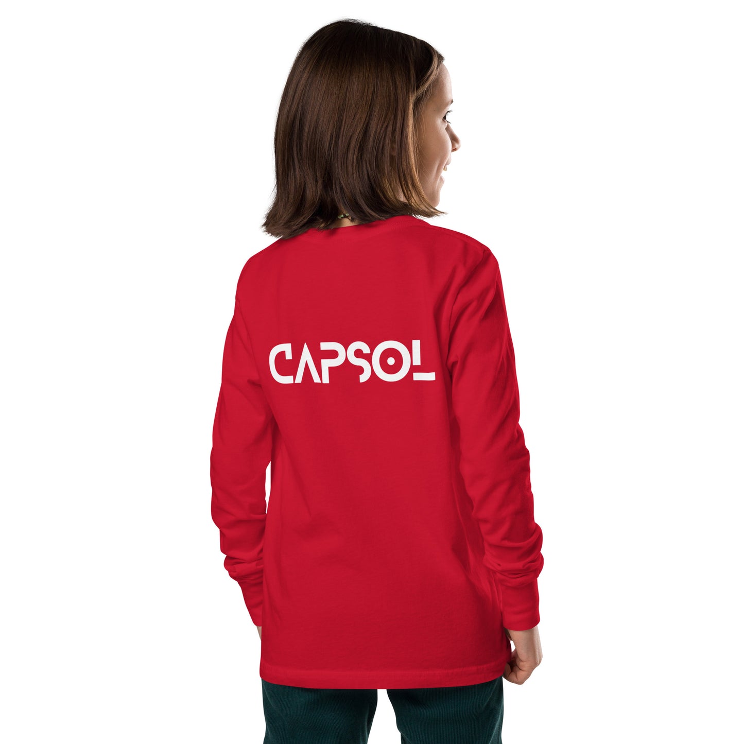 CapSol (back) - white text - Youth long sleeve tee