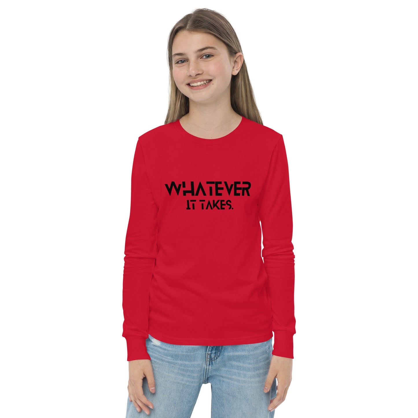 Whatever it takes (front) - black text - Youth long sleeve tee