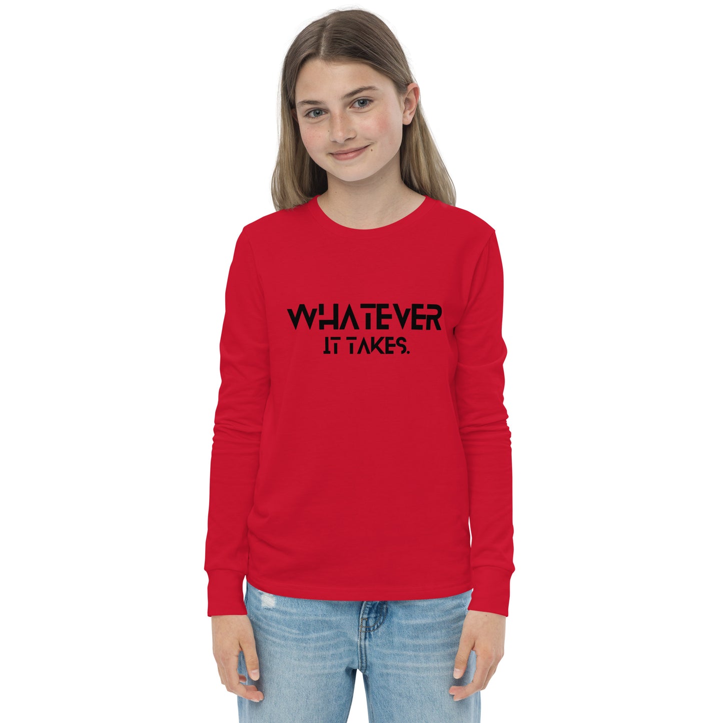 Whatever it takes (front) - black text - Youth long sleeve tee