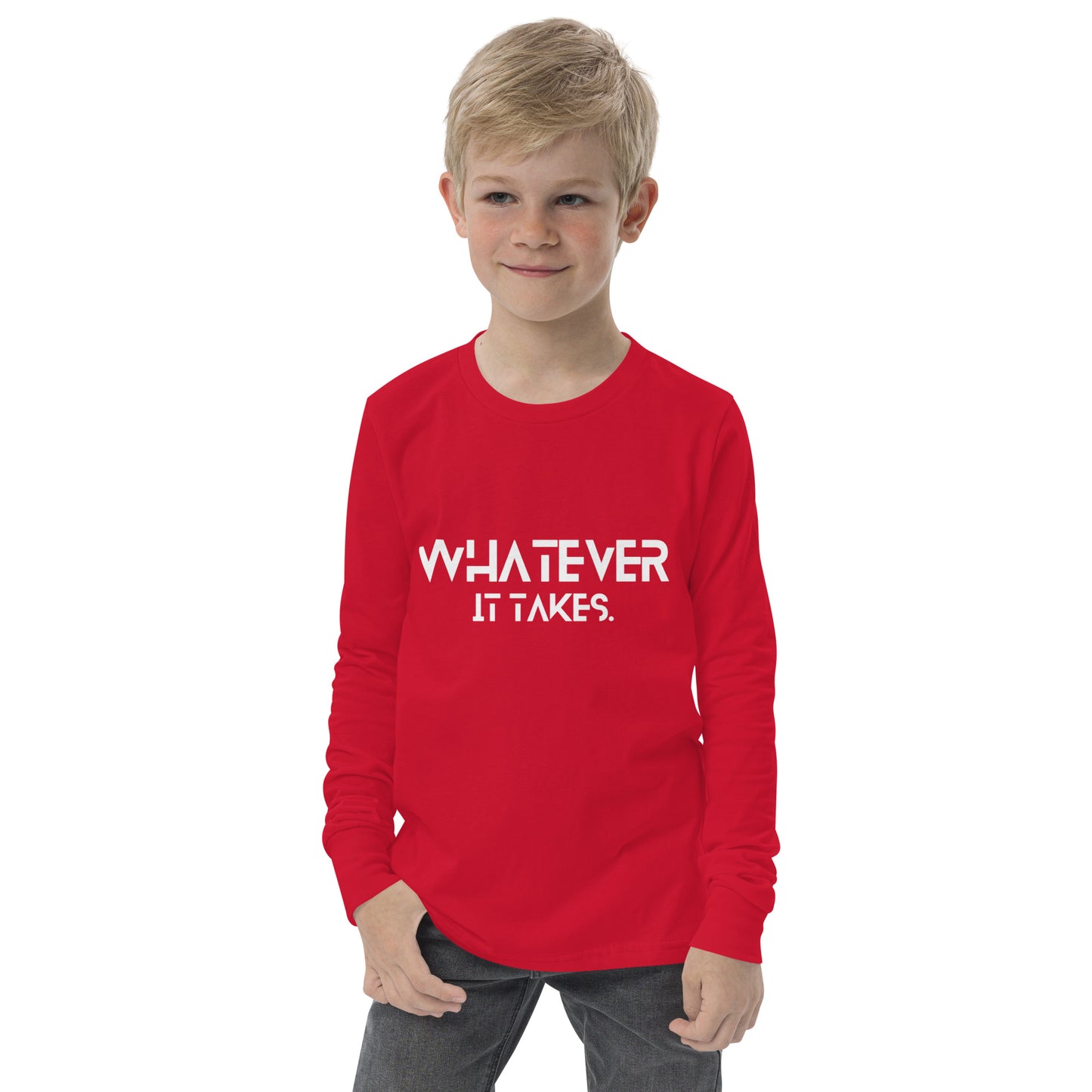 Whatever it takes (front) - white text - Youth long sleeve tee