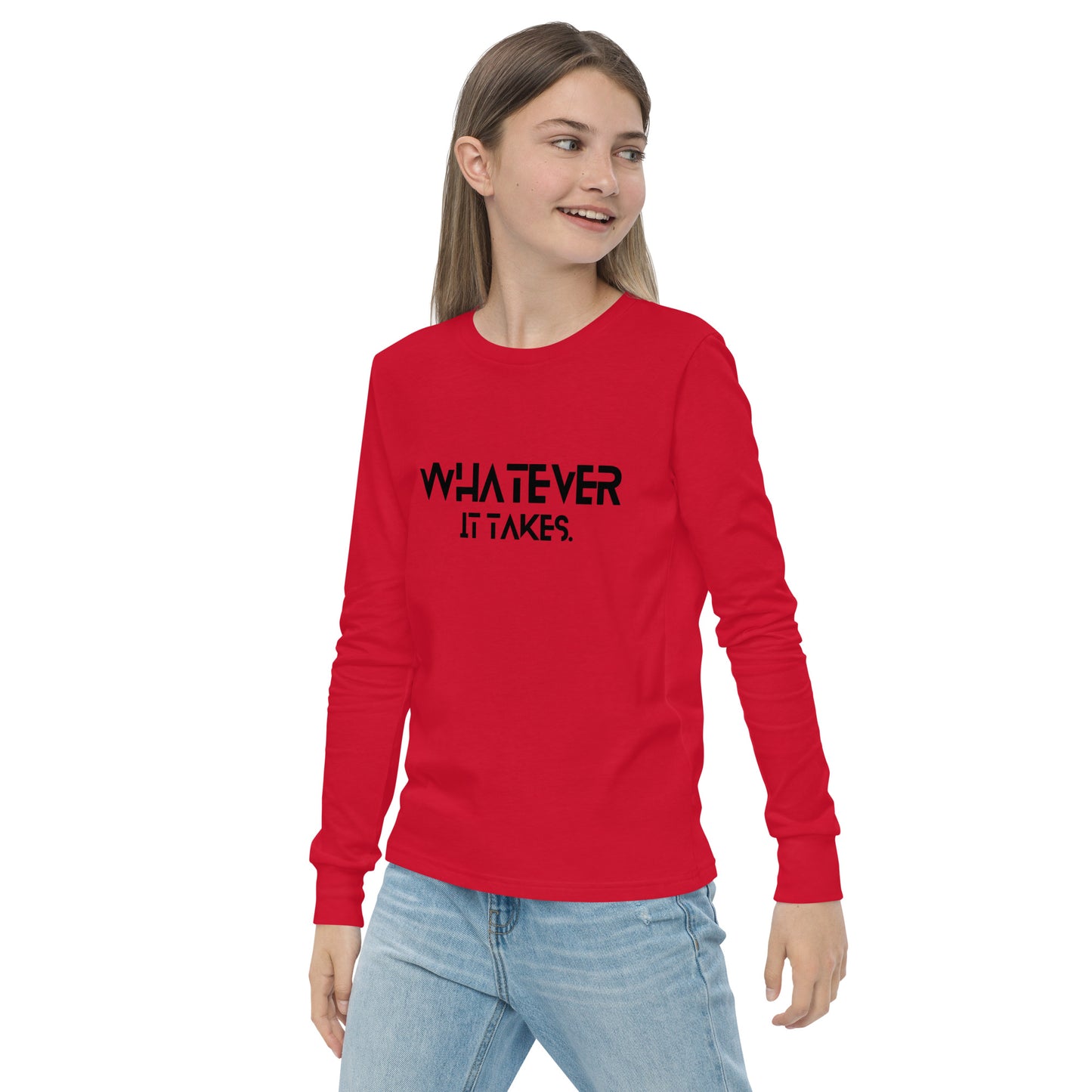 Whatever it takes (front) - black text - Youth long sleeve tee