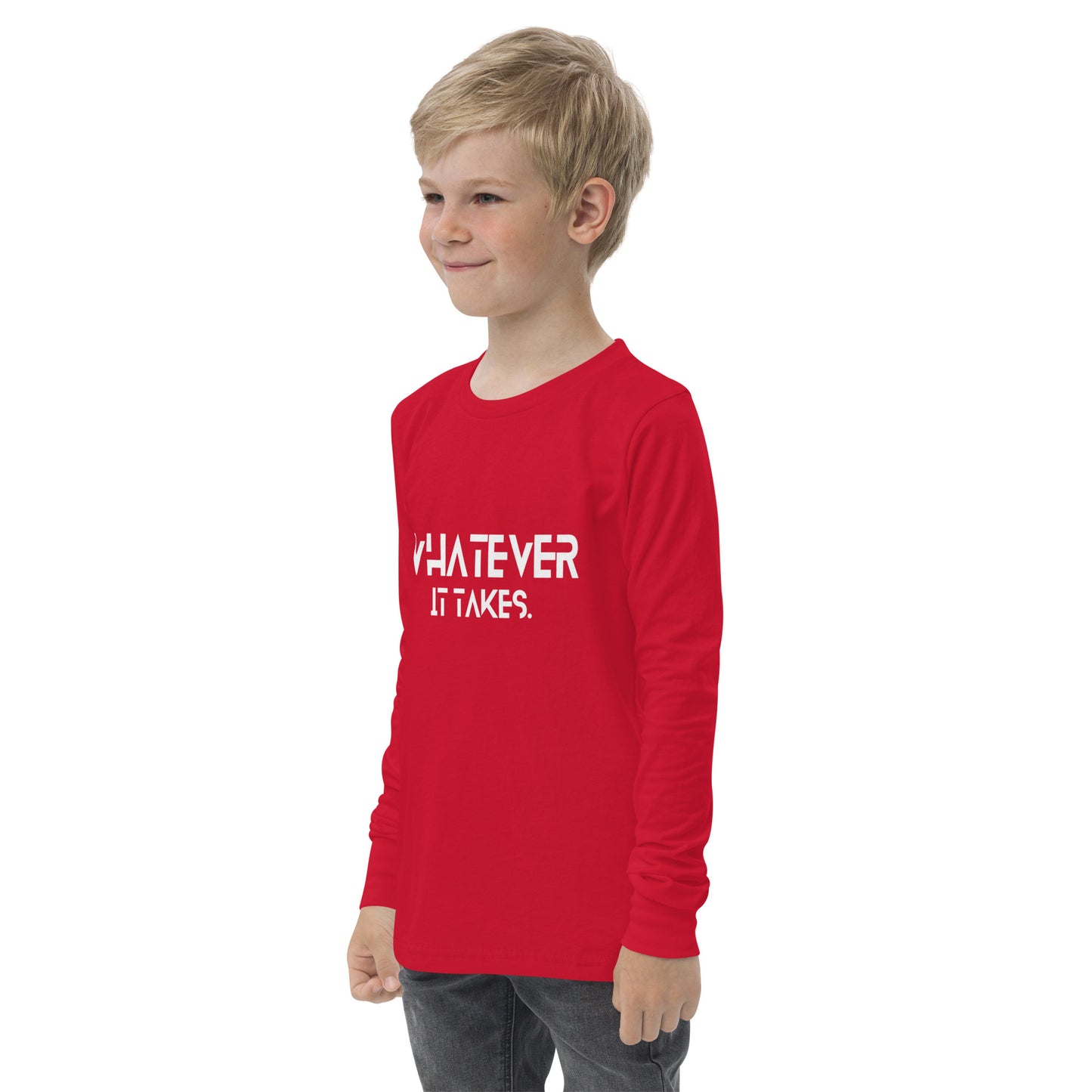 Whatever it takes (front) - white text - Youth long sleeve tee