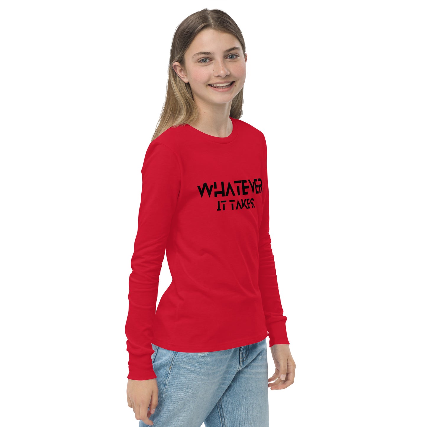 Whatever it takes (front) - black text - Youth long sleeve tee