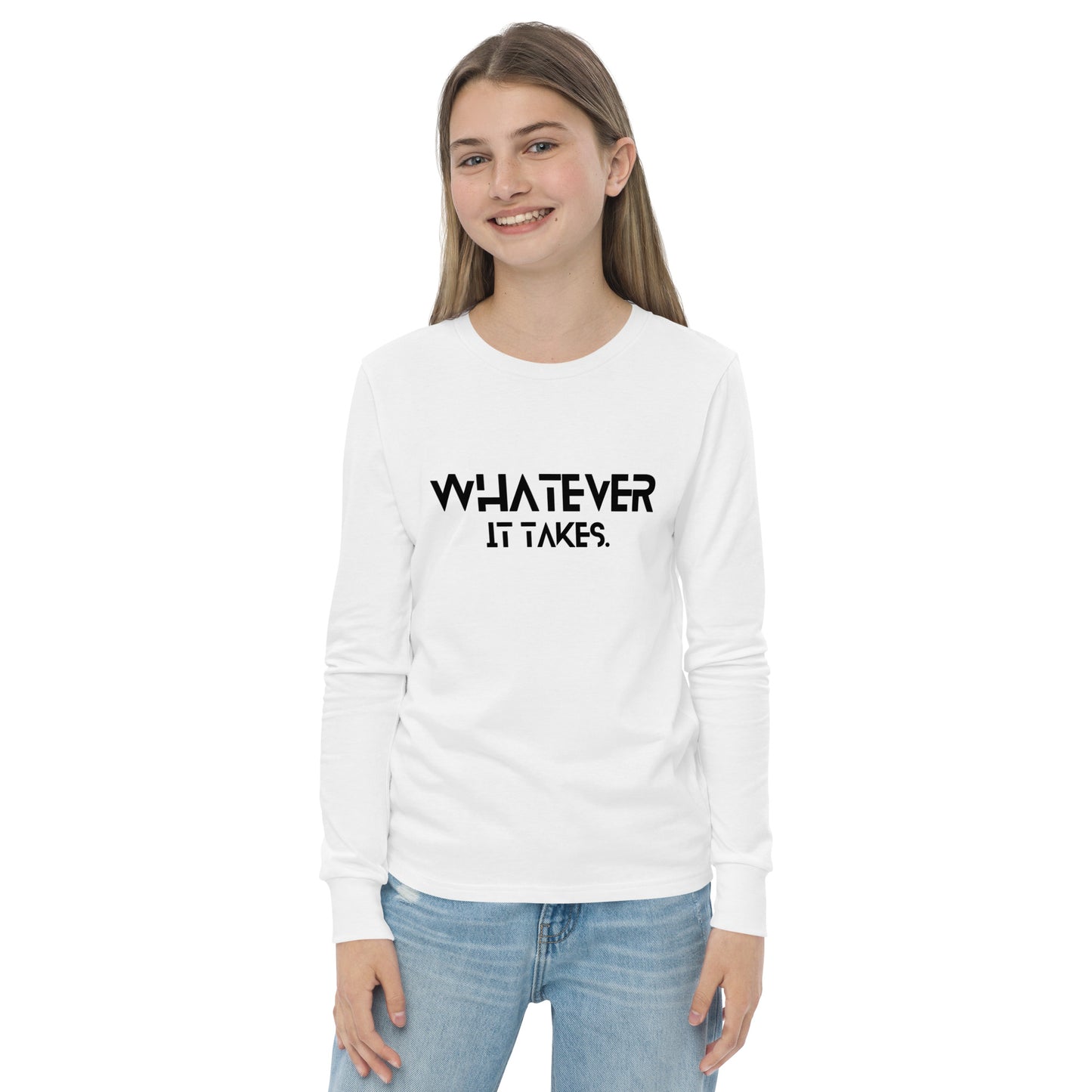 Whatever it takes (front) - black text - Youth long sleeve tee