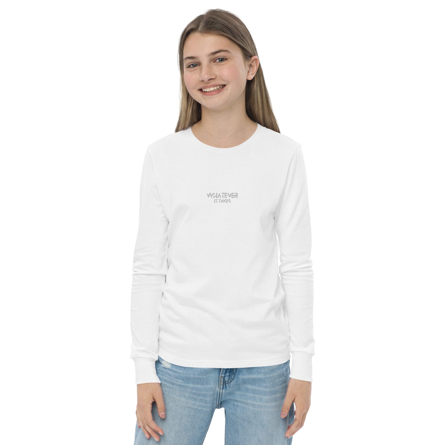 Whatever it takes (front) - white thread - Youth long sleeve tee