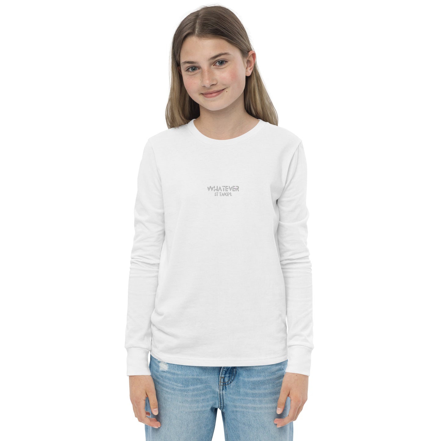 Whatever it takes (front) - white thread - Youth long sleeve tee