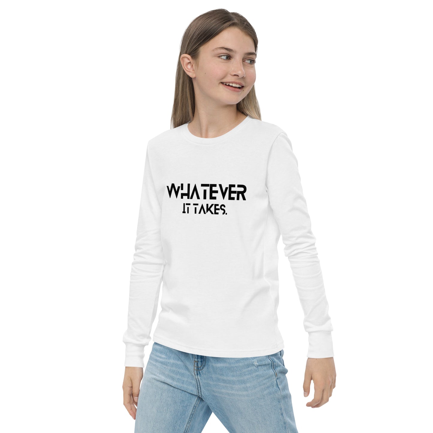 Whatever it takes (front) - black text - Youth long sleeve tee