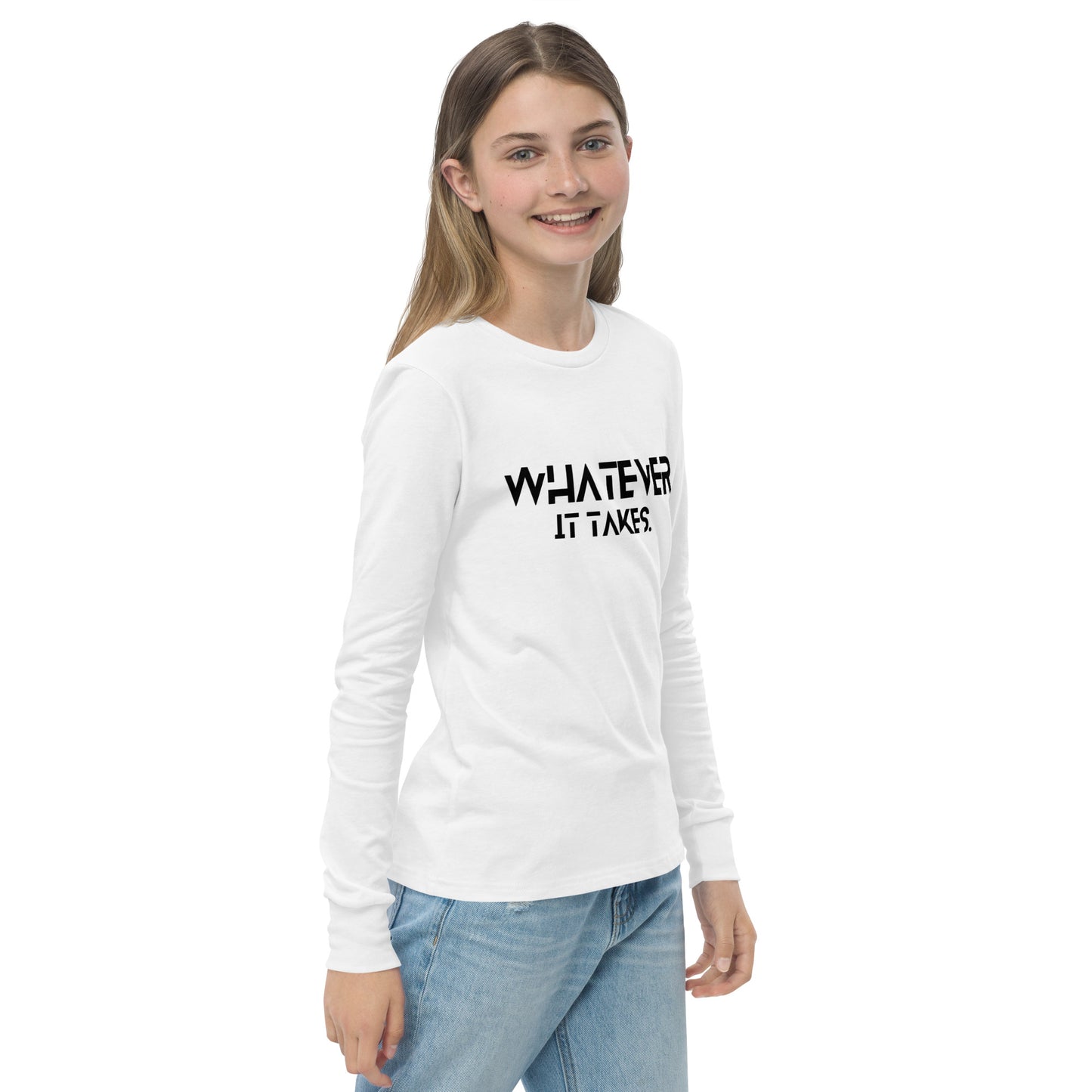 Whatever it takes (front) - black text - Youth long sleeve tee