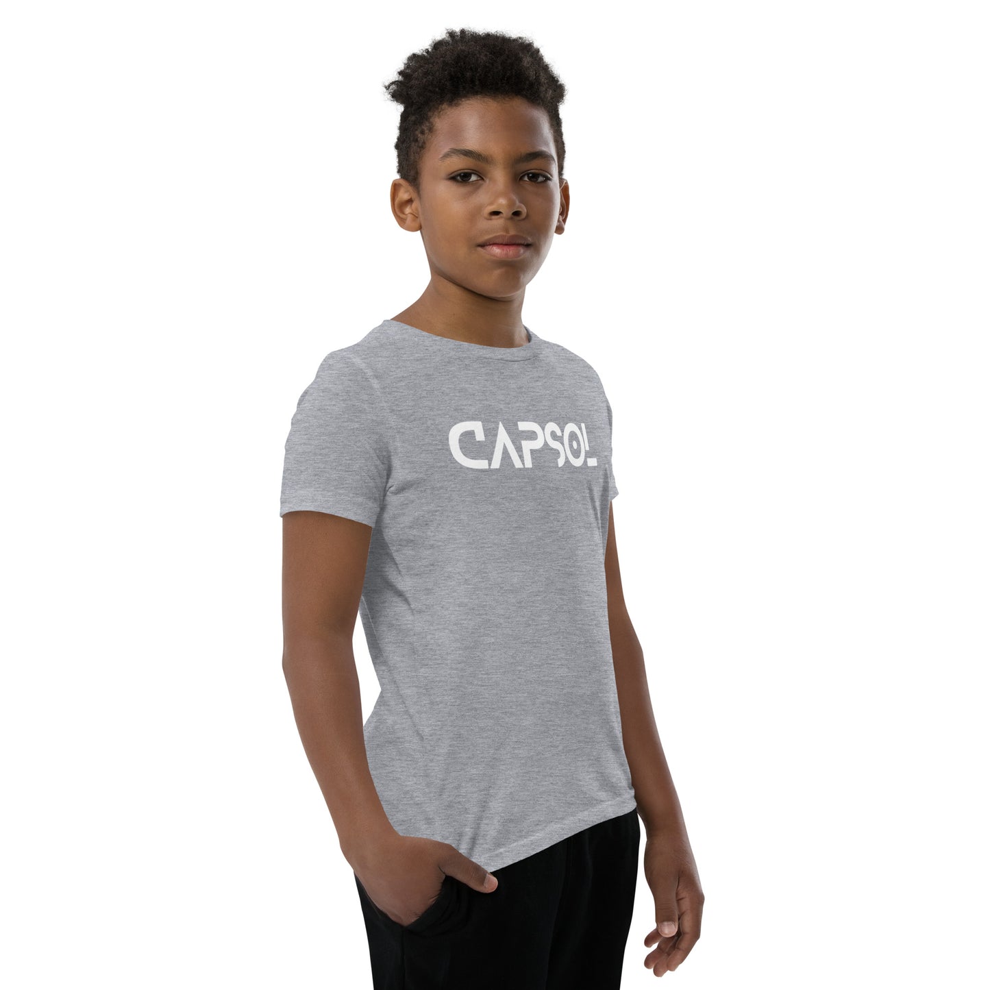 CapSol (front) - white text - Youth Short Sleeve T-Shirt