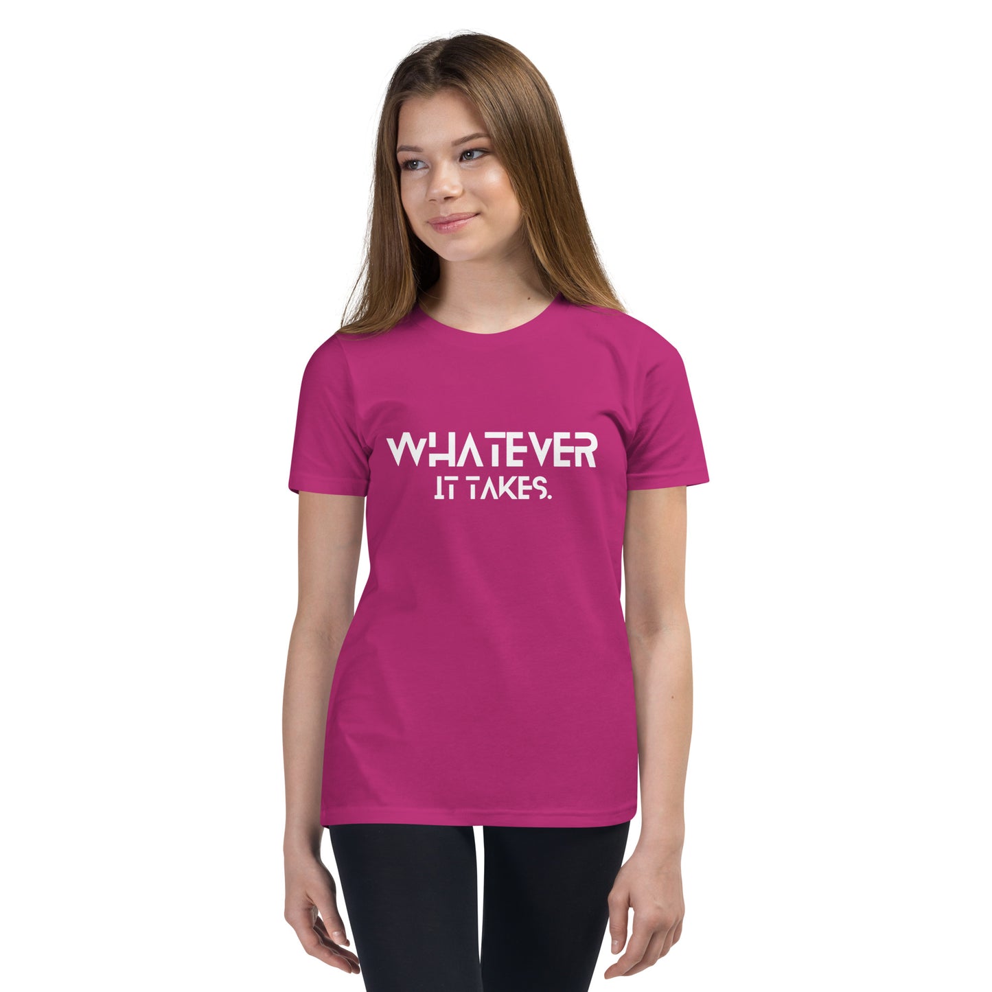 Whatever it takes (front) - white text- Youth Short Sleeve T-Shirt