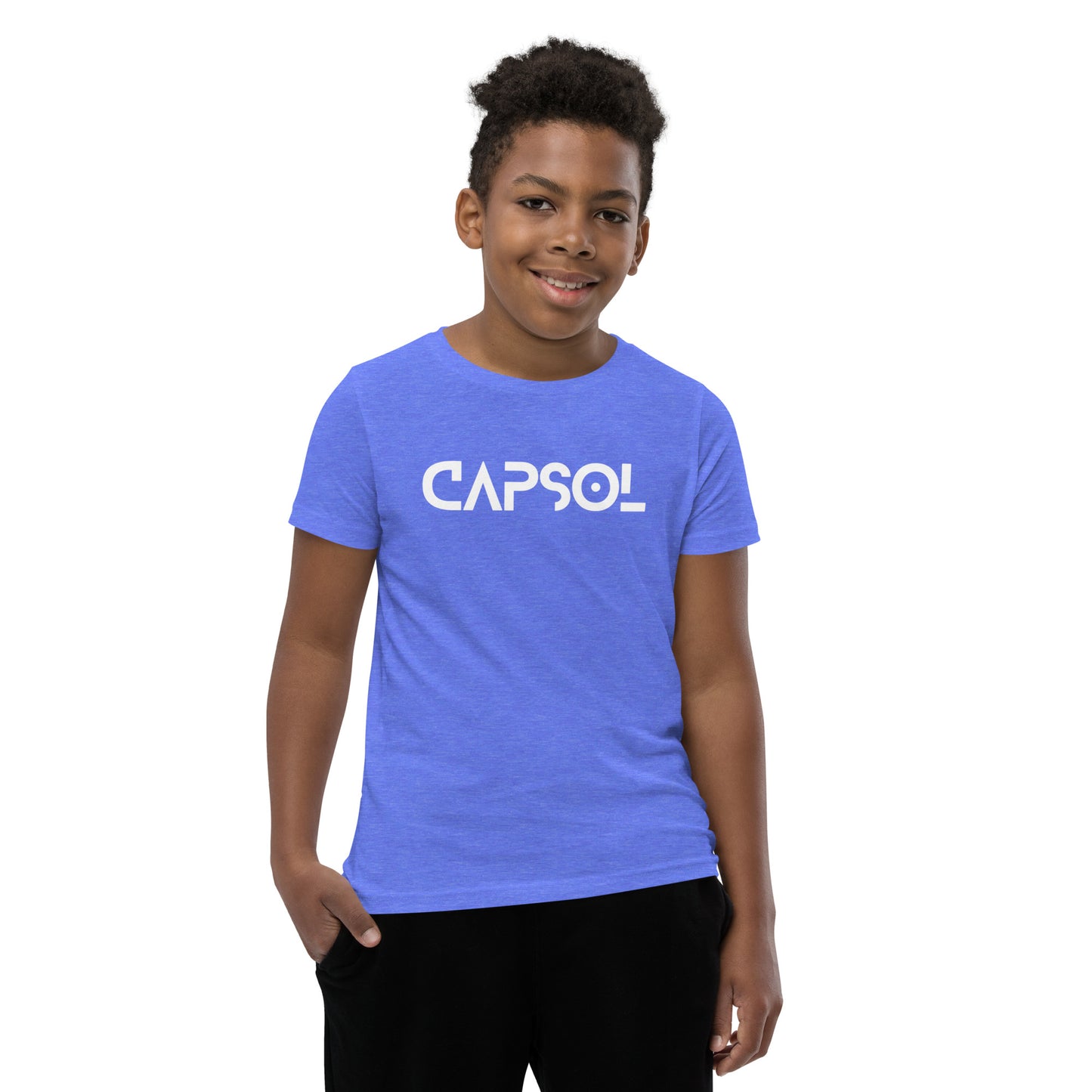 CapSol (front) - white text - Youth Short Sleeve T-Shirt