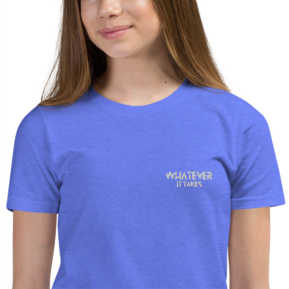 Whatever it takes (front) - white thread - Youth Short Sleeve T-Shirt